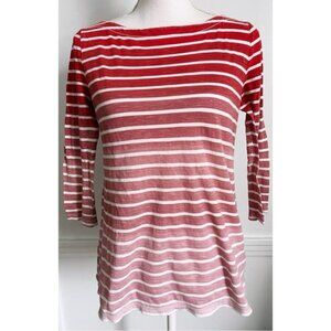 Loft • Red Pink Ombré White Striped Women's Top